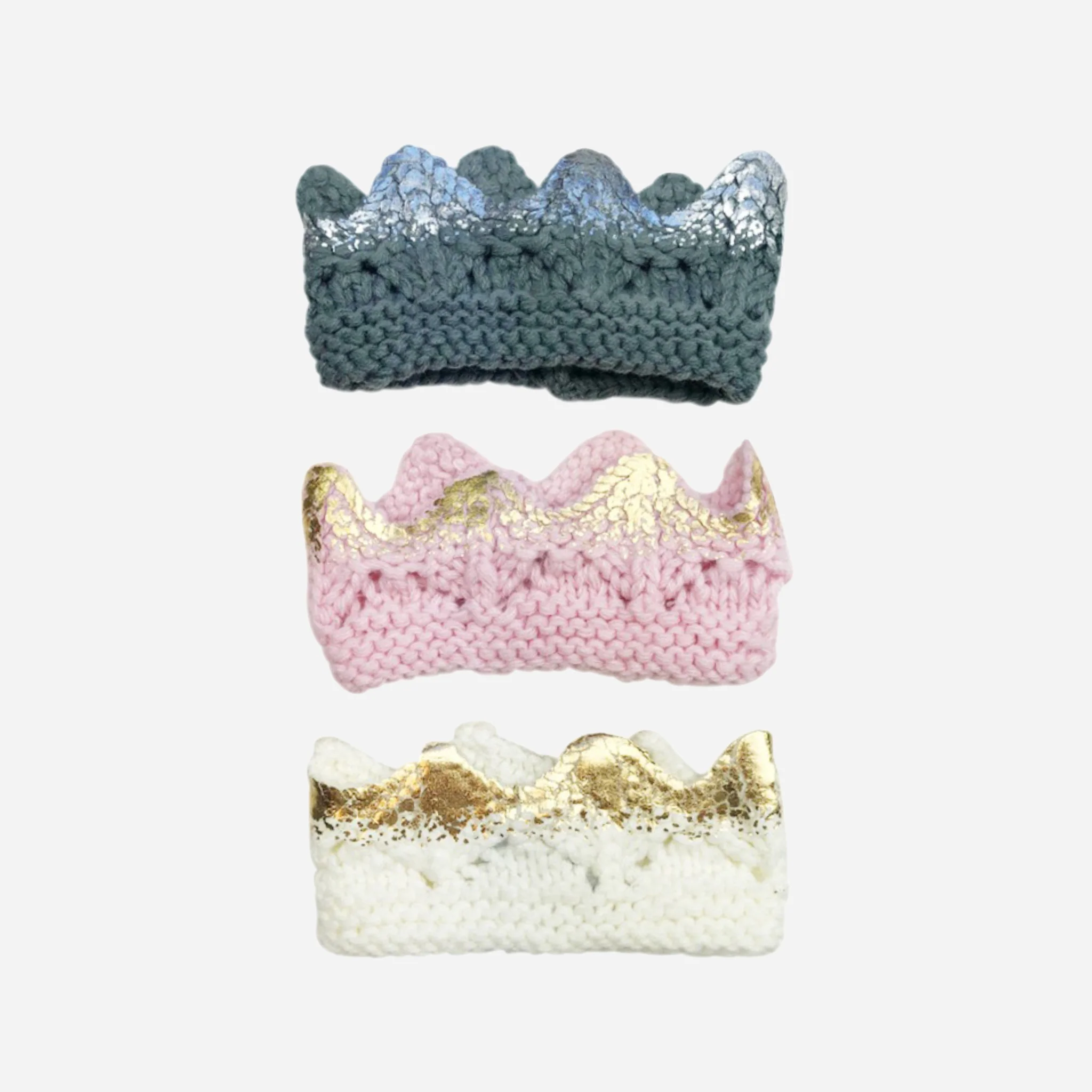 Aiden Hand-Knit Crown, Grey with Silver - Image 3