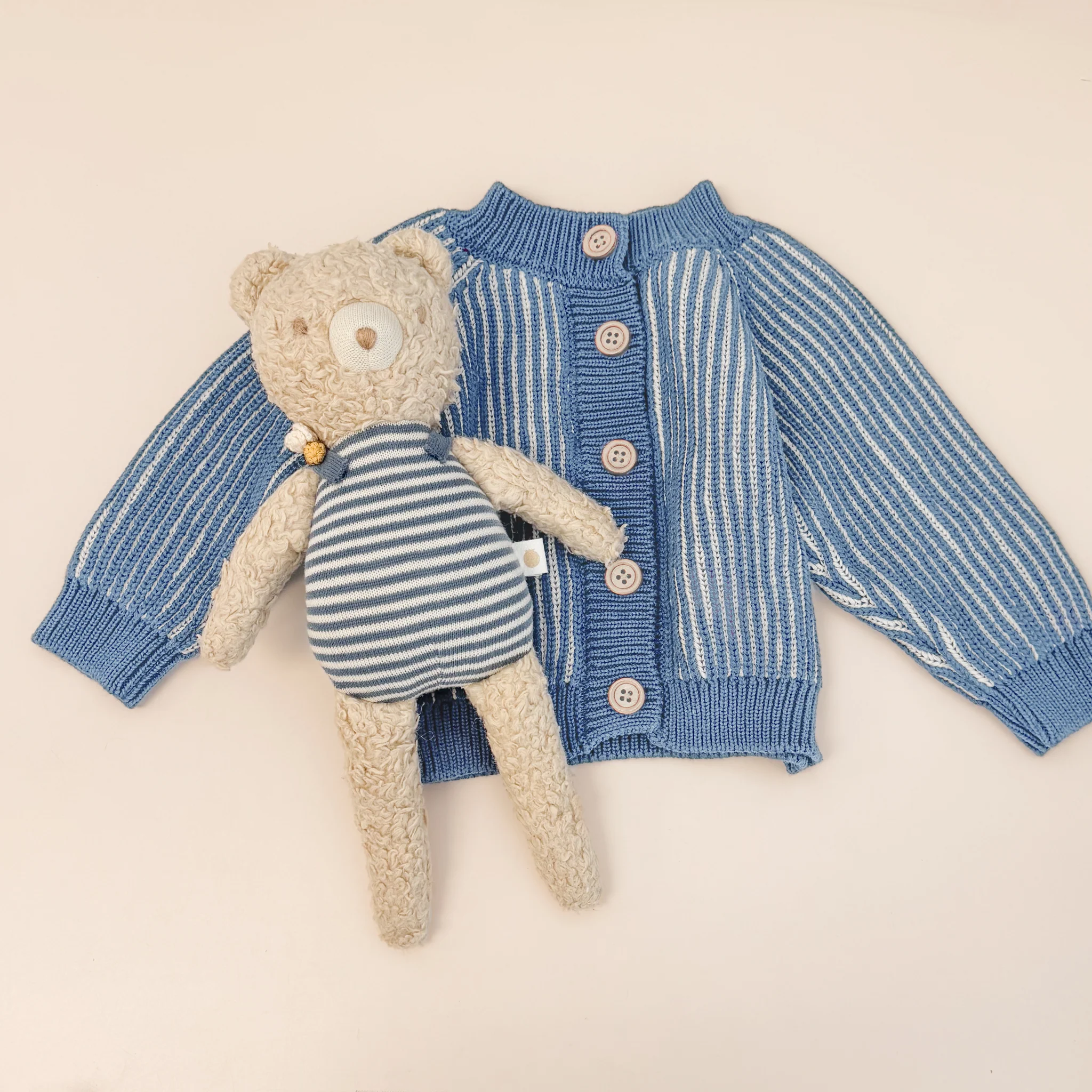 Cotton Brioche Cardigan, Dusty Blue - Image 4
