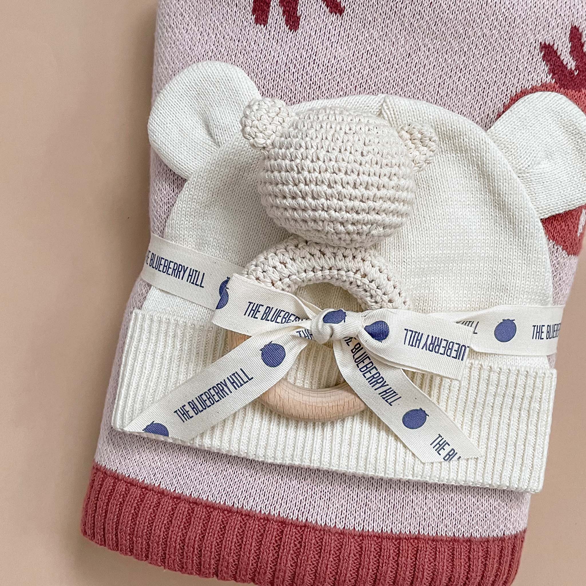 Cotton Crochet Bear Rattle Teether, Cream - Image 5