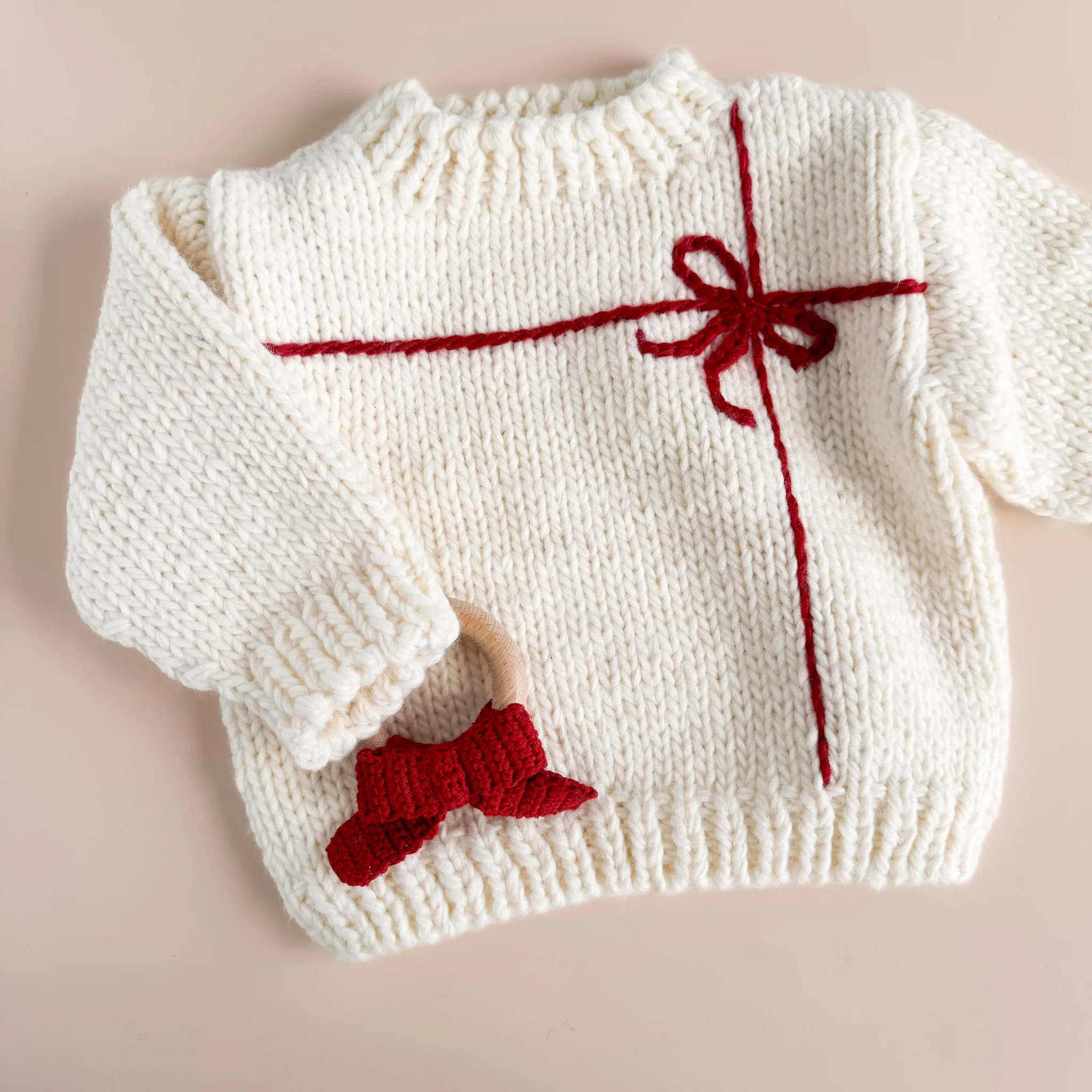 Cotton Crochet Teether Red Bow - Image 4