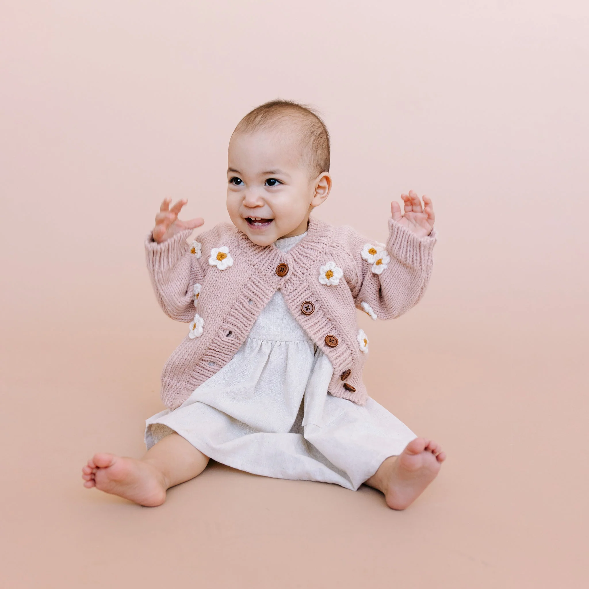 Flower Cardigan, Blush - Image 3