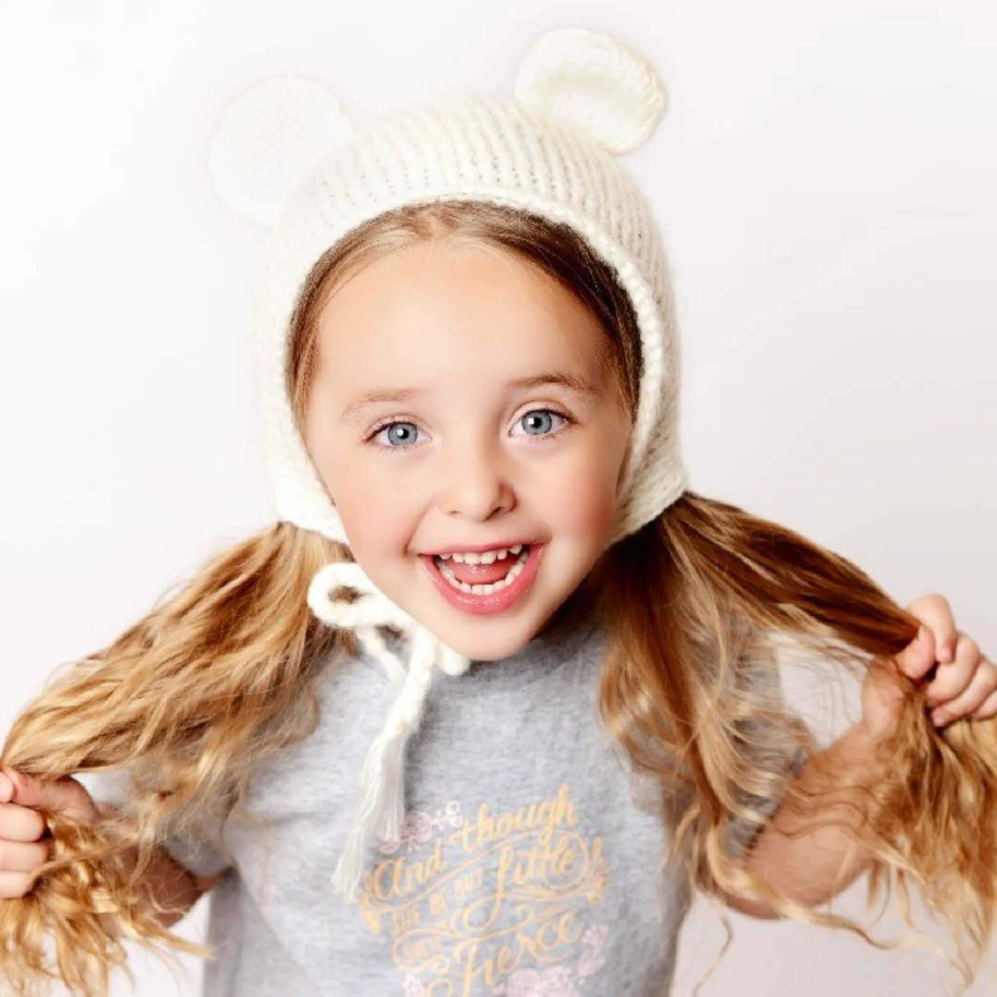Harper Bear Mohair Knit Bonnet - Image 5