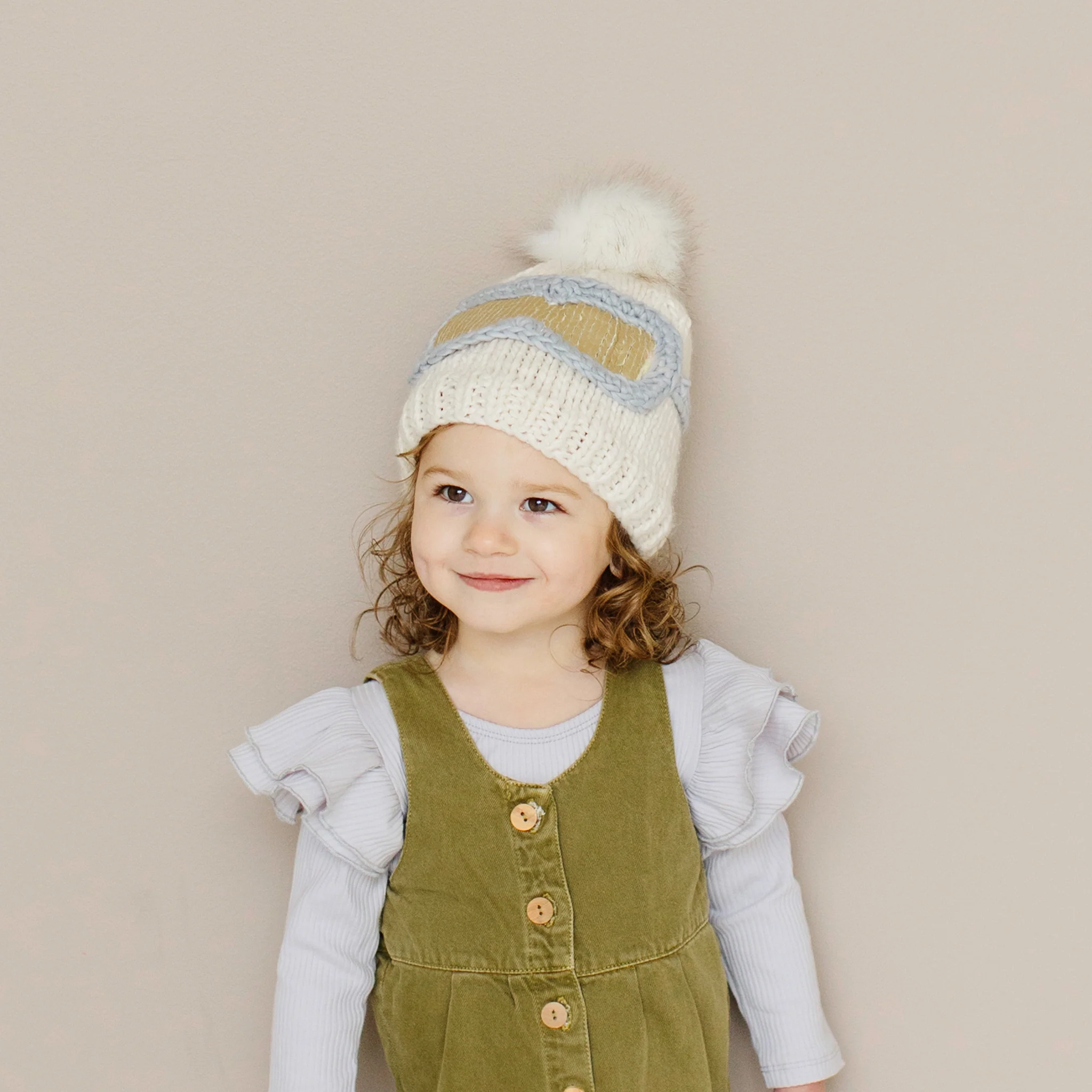 Ski Goggles Beanie, Cream - Image 3